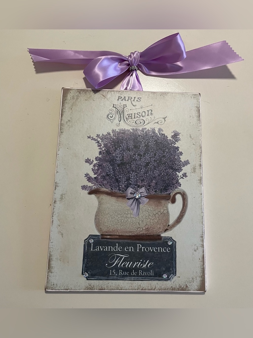 Shabby Chic Cottage Lavender Plaque Wall Hanging